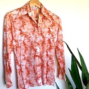 Vintage 1970s floral print button down